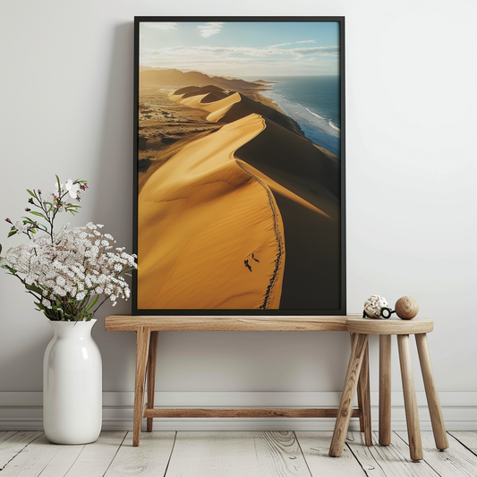 sand dune, ocean view, midjourney ai artwork, ai artwork