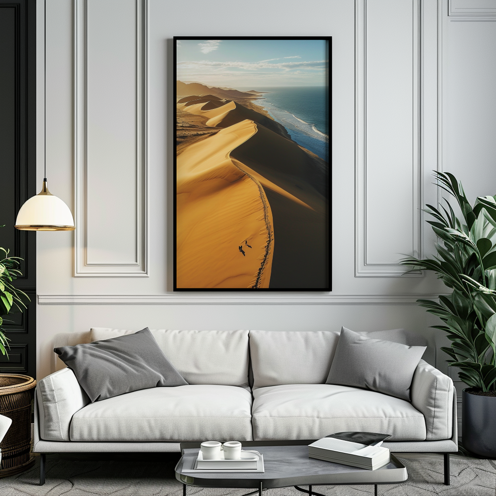 sand dune, ocean view, midjourney ai artwork, ai artwork