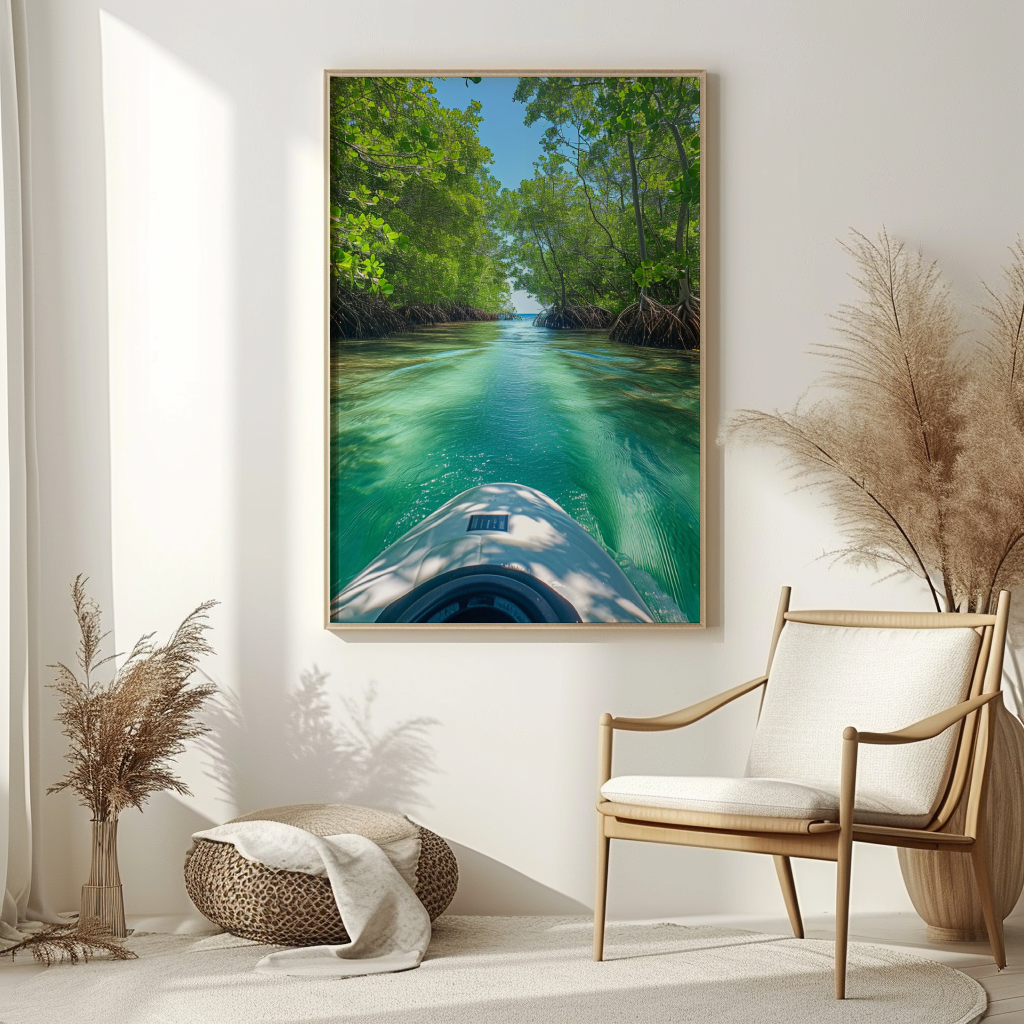 jetski, mangroves, mangroves forest, midjourney ai artwork, ai artwork