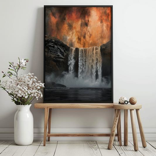 waterfall, icelandic waterfall, midjourney ai artwork, ai artwork