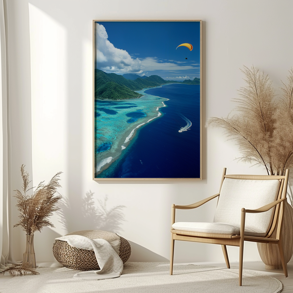 paraglider, hawaii islands, midjourney ai artwork, ai artwork 