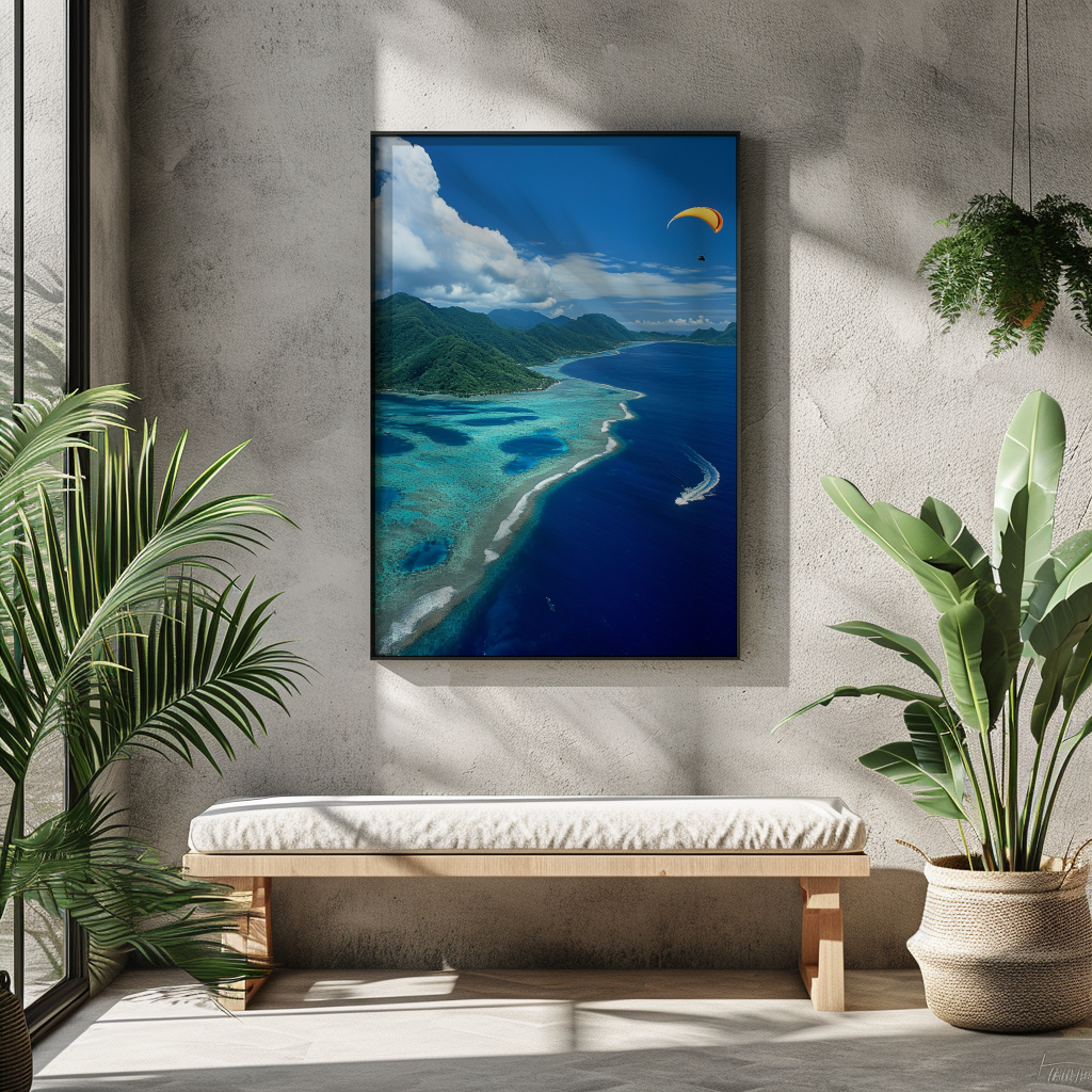 paraglider, hawaii islands, midjourney ai artwork, ai artwork 