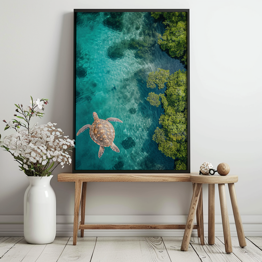 turtle, mangroves, midjourney ai artwork, ai artwork