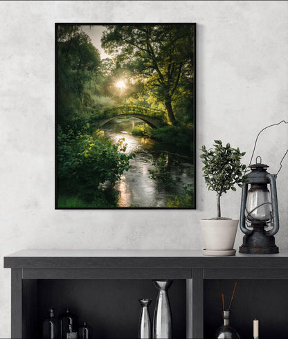 Canvas Print, Art Space, Bridge, River, Poster Prints