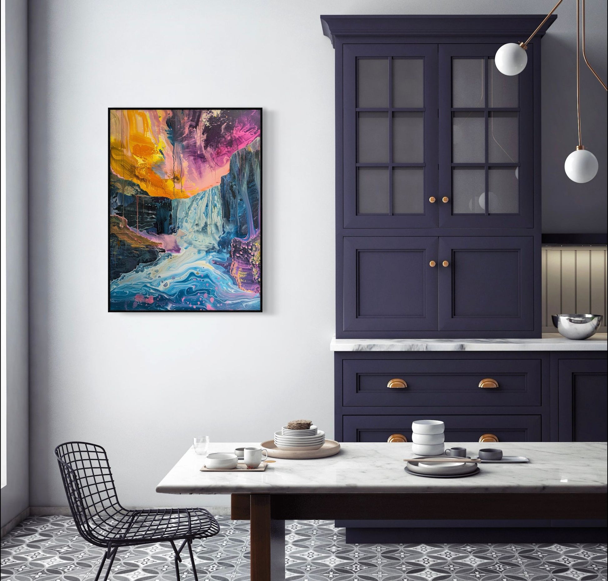 Canvas Prints, Art Space, Poster Prints, Waterfall, acrylic pour