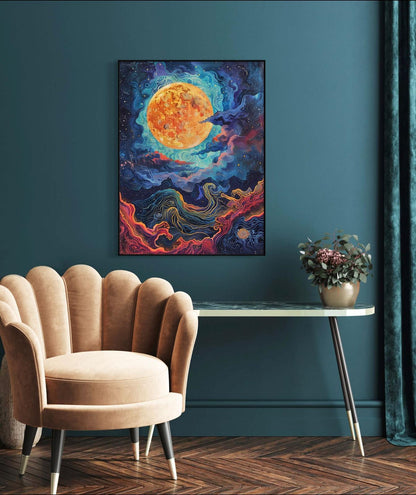 Canvas Prints, Art Space, Poster Prints, full moon, Psychedelic