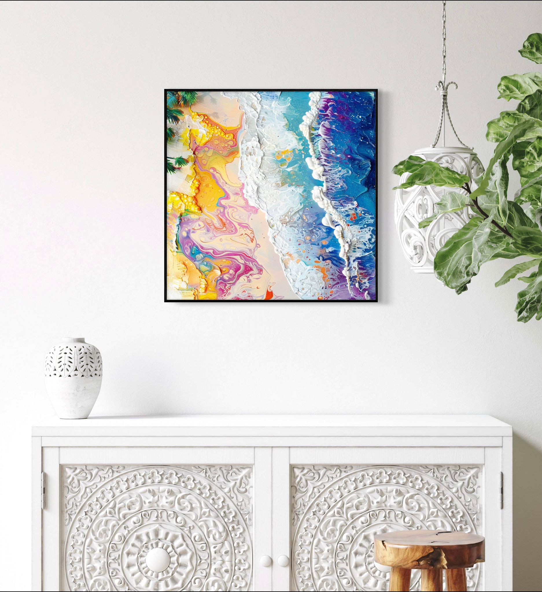 Canvas Prints, Art Space, Poster Prints, Beach, acrylic pour