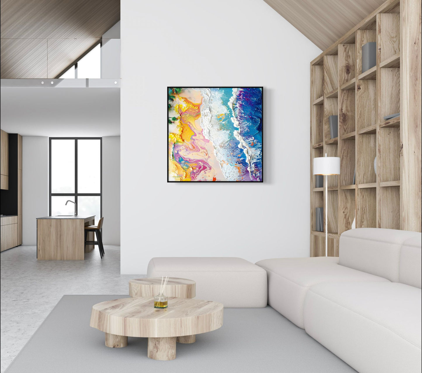 Canvas Prints, Art Space, Poster Prints, Beach, acrylic pour